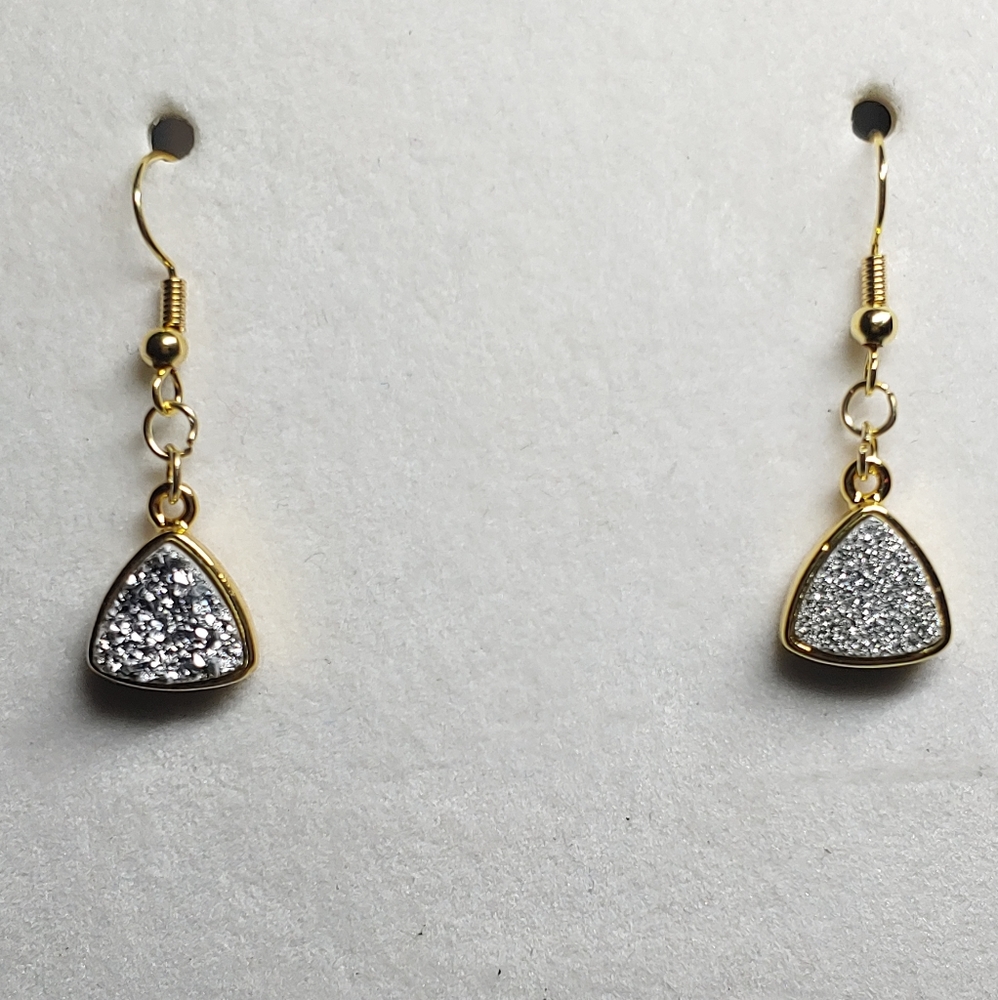 Earrings Triangle Silver Geode